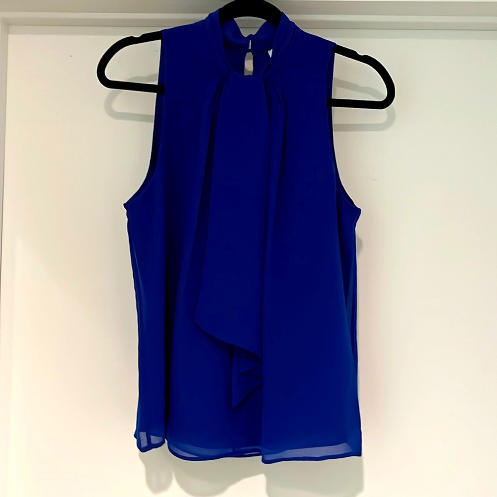 NWOTs Calvin  Klein Royal Blue Chiffon Blouse Size Small